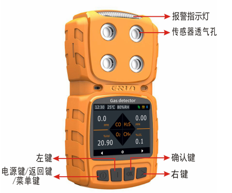 多合一氣體報(bào)警器可測(cè)氣體