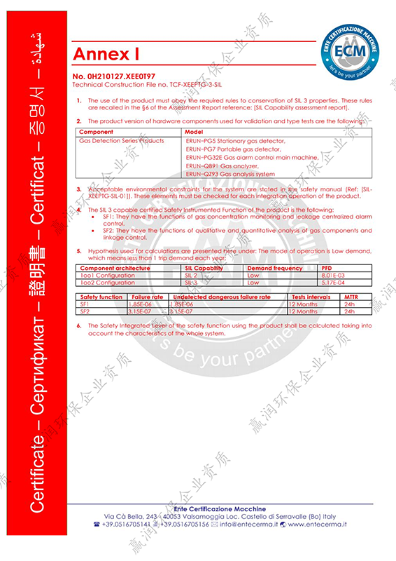 西安贏潤環(huán)?？萍技瘓F(tuán)有限公司獲得“SIL證書認(rèn)證”SIL證書認(rèn)證